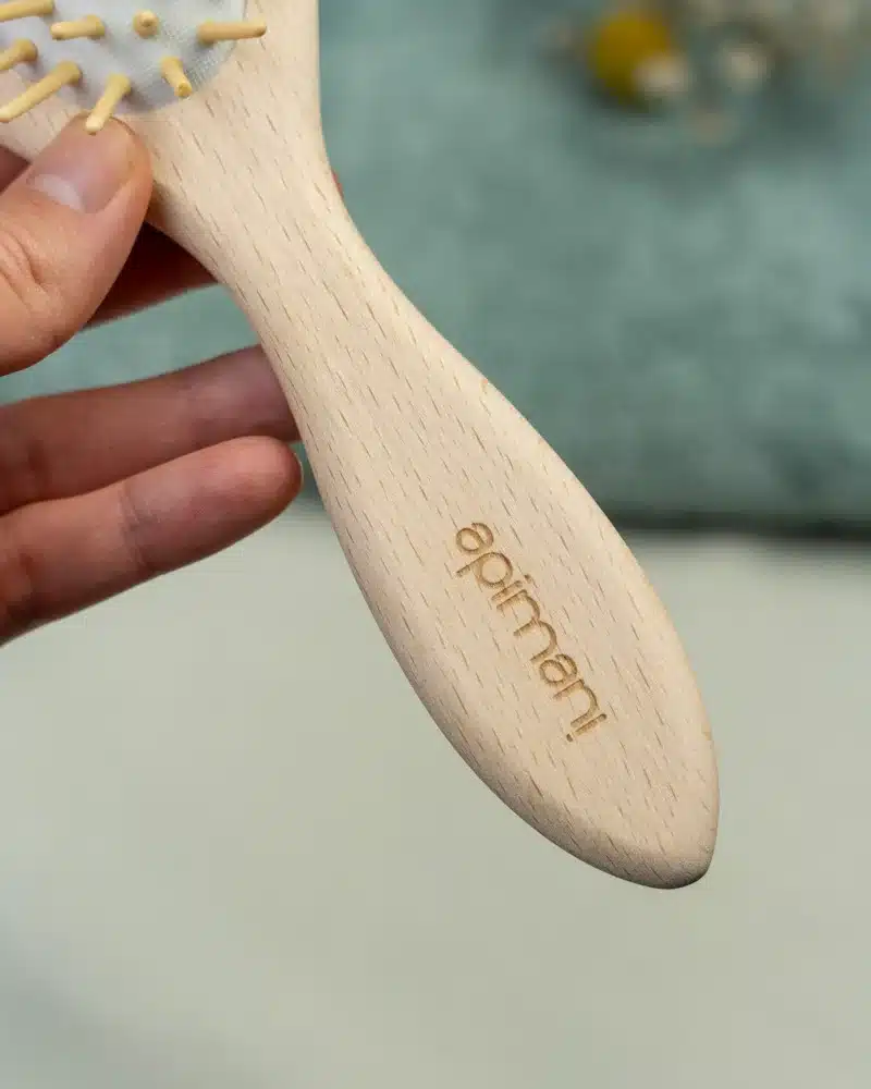 manche brosse à cheveux bois