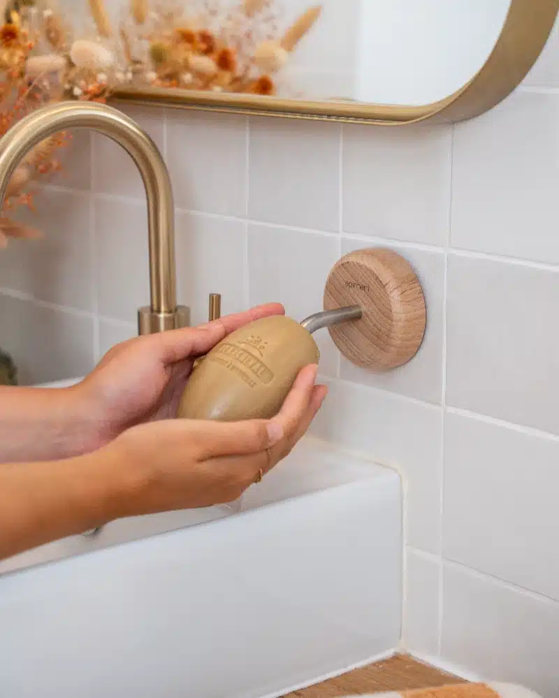 porte savon rotatif bois