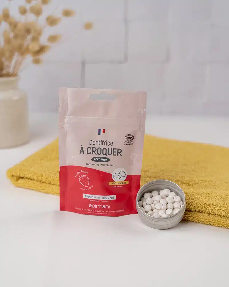 rechargeable dentifrice à croquer bio fraise