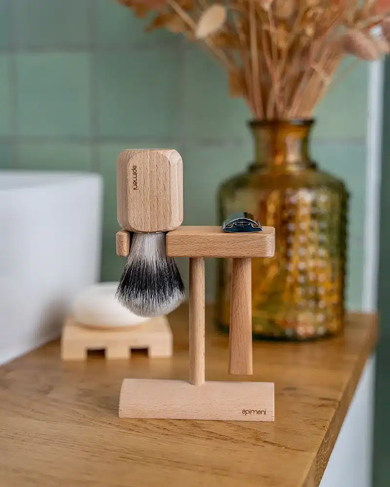 support blaireau rasoir de surete bois